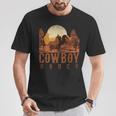 Texano Idea Regalo Western Cavalcare Un Toro Rodeo Cowboy Maglietta Regalos divertidos