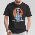 Trick Or Treatment Halloween Nurse Skeleton Ghost T-Shirt Unique Gifts