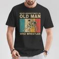 Never Underestimate An Old Man Who Wrestles Wrestling T-Shirt Personalized Gifts