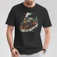 Weihnachtszugintage Dampflokomotive Retro Zug Leiter T-Shirt Lustige Geschenke