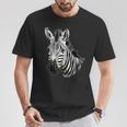 Zebra Portrait Drawing Wildlife Animal Print Nature Motif T-Shirt Lustige Geschenke