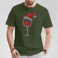 Christmas Wine Glass Red Wine Christmas Hat T-Shirt Lustige Geschenke