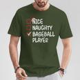Nice Naughty Baseball Player Christmas List Santa Xmas T-Shirt Personalized Gifts