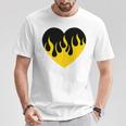 Amore E Positività Del Cuore Giallo Fiammeggiante Maglietta Regalos divertidos