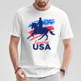 Bandiera Americana Della Squadra Di Supporto Per Cavalieri Equestri Maglietta Regalos divertidos
