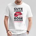 Cheeky Lips Gute Mädchen Böse Mädchen Spruch Gray T-Shirt Lustige Geschenke