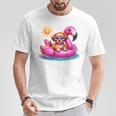 Cute Puppy Dog Pink Flamingo Summer Vibes Beach Lover Girls T-Shirt Unique Gifts