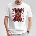 Dobermann Occhiali Da Sole A Forma Di Cuore Con Papillon Maglietta Regalos divertidos