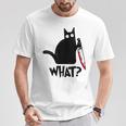 Donna Cat What Divertente Camicia Nera Di Gatto Gatto Assassino Con Coltello Con Collo A Maglietta Regalos divertidos