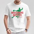 With Handball Team Magdeburg Fan Saxony-Anhalt Green Red T-Shirt Lustige Geschenke