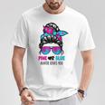 Messy Bun Pink Or Blue Auntie Loves You Gender Reveal T-Shirt Personalized Gifts