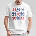 Retro 4Th Of July Coquette Bows American Flag Usa Patriotic T-Shirt Unique Gifts
