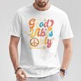 Retro Groovy 70S Good Vibes Only Floral Hippies T-Shirt Personalized Gifts