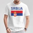 Serbian Flag Football Fan Serbia Srbija T-Shirt Lustige Geschenke