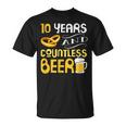 10 Anni Anniversario Innumerevoli Birre Maglietta