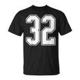 32 De Estilo Jersey Con Diseño De Contorno Blanco Número 32 Camiseta unisex