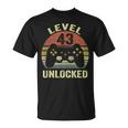 43 Anni Di Compleanno Uomo Donna Regalo Level 43 Unlocked Maglietta