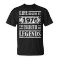 48 Year Old Life Begins 1976 Nascita Delle Leggende 48 ° Compleanno Maglietta