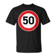 50 Cartello Stradale Divertente Regalo 50° Compleanno Maglietta