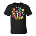 Astronaute Galaxie Colorée Mangeant Du Popcorn Savoureux T-Shirt