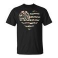 Camo American Flag Heart Camouflage Patriotic Veterans Day T-Shirt