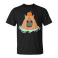 Capybara Con Naranja En Su Cabeza Lindo Diseño De Capybara Camiseta unisex