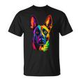 Colorful Belgian Malinois Lover Brave Dog Black T-Shirt