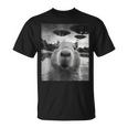 Divertente Grafica Capybara Selfie Con Ufo Strano Maglietta