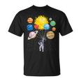 Divertido Astronauta Globo Espacial Planetas Ciencia Sistema Solar Camiseta unisex