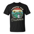 Divertido Rock Music Band Drum Player Retrointage Camiseta unisex
