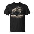 Donna Maestoso Rinoceronte Gigante Nella Savana Africana Rhinoceros Grafica Con Collo A Maglietta
