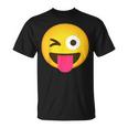 Emoticon Strizzando Iliso Con La Lingua Bloccata E L'occhio Ammiccante Maglietta