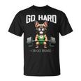 Go Hard Or Go Home Bulldog Francese Sollevamento Pesi Fitness Maglietta