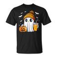 Halloween Ghost Pumpkin Spice Latte Autumn Fall Coffee Lover T-Shirt