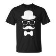 Hipster Baffi Nerd Geek Bowtie Hat Occhiali Maglietta
