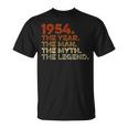 Hombre Cumpleaños Regalo Cosechaintage 1954 Year Man Myth Legend Camiseta unisex