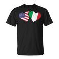 Italy Usa Flag Heart Italian American Love T-Shirt
