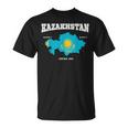 Kazakh Flag And Map Kazakhstan Coordinates T-Shirt