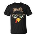 Leopard Print Thanksgiving Turkey Face Glasses Girls T-Shirt