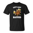 Lets Get Basted Turkey Beer Funny Thanksgiving T-Shirt