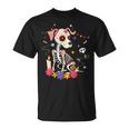 Mexican Dog Day Of The Dead Skeleton Sugar Flowers Dogs T-Shirt