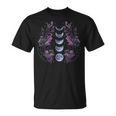 Misticismo Flores Luna Pintura Damas Fases De La Luna Camiseta unisex