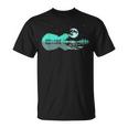 Noche Lago Guitarra Eléctrica Reflejos Amante De La Guitarra Camiseta unisex