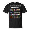 Hispanic Flag Alphabet For Teachers Educational Latin Flags T-Shirt