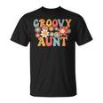 Retro Groovy Aunt 1St Birthday Auntie Matching Family Hippie T-Shirt