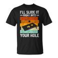 Retro I'll Slide It Right Into Your Hole Regalo Cornhole Maglietta