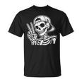 Skeleton Hand Peace Sign Retro Halloween Skeleton Hand Sign T-Shirt
