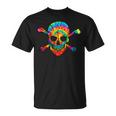 Skull Crossbones Skeleton Colorful Graphic Tie Dye T-Shirt