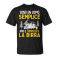 Sono Un Uomo Semplice Amo Il Campeggio E La Birra Camper Maglietta