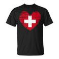 Switzerland Heart Swiss Flag Swiss Pride Camiseta unisex